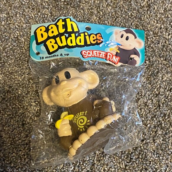 Vtg Walmart Bath Buddies Squeeze Fun Monkey Bath Toy Toddlers 18 Months+ NEW NOS - Picture 1 of 7